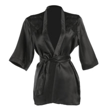 Sexy Lingerie Plus Size Women Sleepwear Bathrobe Robe Black Satin Nightwear Gown Lace Underwear Ladies XXL Sise Clothes SM6