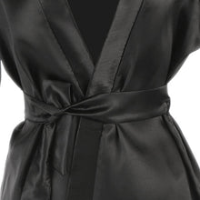Sexy Lingerie Plus Size Women Sleepwear Bathrobe Robe Black Satin Nightwear Gown Lace Underwear Ladies XXL Sise Clothes SM6