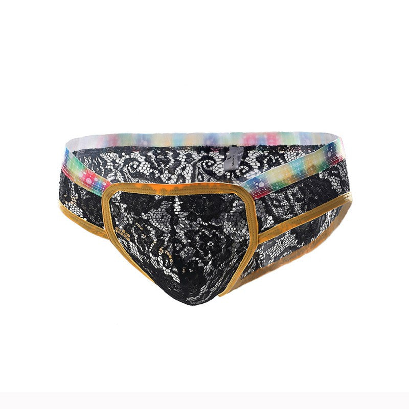 Sexy Mens Pouch Lace Briefs Underwear Thong Shorts Lingerie G-Strings Panties SM6