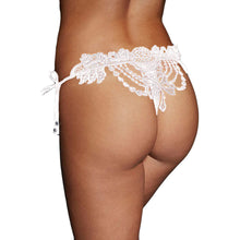 Sexy Transparent Panties Women Crochet Lace Lingerie G String Low Waist Self-Tie Strap Beaded Thong Underwear BlackWhite Bragas SM6