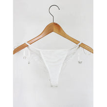 Sexy Transparent Panties Women Crochet Lace Lingerie G String Low Waist Self-Tie Strap Beaded Thong Underwear BlackWhite Bragas SM6