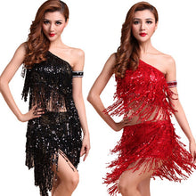 Sexy Women Backless Sequins Tassels Cocktail Clubwear Latin Jazz Ballet Dance Dress Top Skirt Suit6 SM6