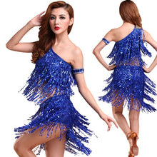 Sexy Women Backless Sequins Tassels Cocktail Clubwear Latin Jazz Ballet Dance Dress Top Skirt Suit6 SM6