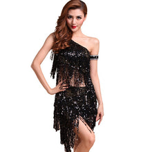 Sexy Women Backless Sequins Tassels Cocktail Clubwear Latin Jazz Ballet Dance Dress Top Skirt Suit6 SM6