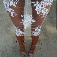 Sexy Women Bandage Bodycon Lace Sheer Party Midi Dress Clubwear Dresses SM6