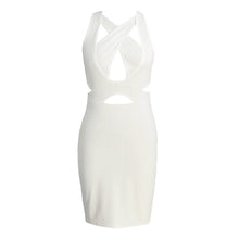 Sexy Women Bodycon Bandage Dress Ladies Sleeveless Cut Out Dress V-Neck Backless Party Clubwear White Vestido De Festa SM6