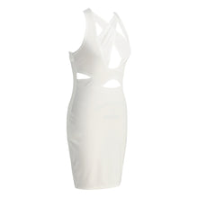 Sexy Women Bodycon Bandage Dress Ladies Sleeveless Cut Out Dress V-Neck Backless Party Clubwear White Vestido De Festa SM6