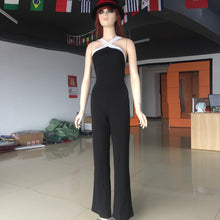 Sexy Women Halter Bodycon Elegant Playsuit Sleeveless Patchwork Black Jumpsuit Romper Trousers Clubwear SM6