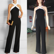 Sexy Women Halter Bodycon Elegant Playsuit Sleeveless Patchwork Black Jumpsuit Romper Trousers Clubwear SM6