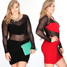 Sexy Women Lace Club Dresses Party Bodycon Mini Plus Size Dress XL-4XL Color Black Red SM6