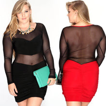 Sexy Women Lace Club Dresses Party Bodycon Mini Plus Size Dress XL-4XL Color Black Red SM6