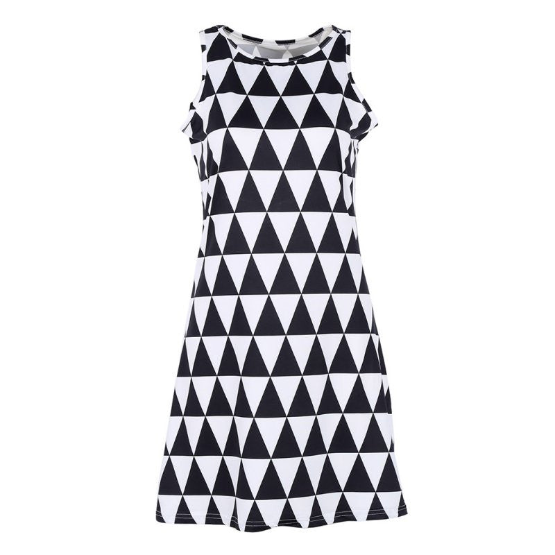 Sexy Women Sleeveless Crew Neck A-Line Party Off-Shoulder Dress SM6