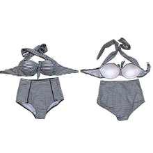 Sexy Women Tankinis Set Retro High Waist Push Up Padded Bandeau Swimsuit Swimwear LE4 SM6