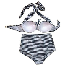 Sexy Women Tankinis Set Retro High Waist Push Up Padded Bandeau Swimsuit Swimwear LE4 SM6