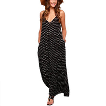 Sexy Women V Neck Polka Dot Beach Long Dress Loose Party Club Maxi Dresses Vestidos SM6