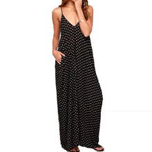 Sexy Women V Neck Polka Dot Beach Long Dress Loose Party Club Maxi Dresses Vestidos SM6