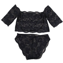 Sexy Women's Black Thin Lace Bra Tops  Panty Underwear Sets Breathable Hollow Out Crop Tops SM6