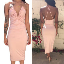 Sexy Women's Deep V-Neck Bodycon Dress Party Back Cross Bandage Dresses SM6