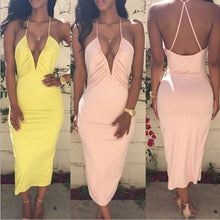 Sexy Women's Deep V-Neck Bodycon Dress Party Back Cross Bandage Dresses SM6
