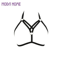 Sexy Women's Gothic Chest Strappy Cage Bra Elastic Strap Bikini Erotic Cupless Bralette Bondage Lingerie Harness Black Crop Top SM6