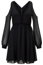 Sexy v-Neck Black Off Shoulder Long Sleeve Dress Casual Pleated Short Party Dress For Vestido De Festa Curto SM6