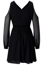 Sexy v-Neck Black Off Shoulder Long Sleeve Dress Casual Pleated Short Party Dress For Vestido De Festa Curto SM6