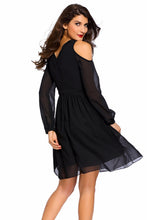 Sexy v-Neck Black Off Shoulder Long Sleeve Dress Casual Pleated Short Party Dress For Vestido De Festa Curto SM6