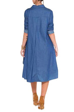 Short Front Long Back  Denim Dress Jeans  Casual Long Sleeve Denim Dresses Long Loose Skater Dress SM6