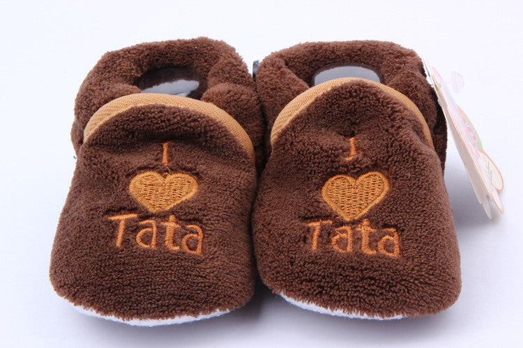 Soft Cozy Baby Toddler Shoes Kids Boy Girls HeartLetter Pattern Warm Crib First Walkers Skid-proof Shoes 0-1YSM6