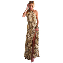 Chiffon Dress Snake Print High Split Spagetti Straps Maxi Long Dresses Sexy Sleeveless Beach Dress Vestidos SM6