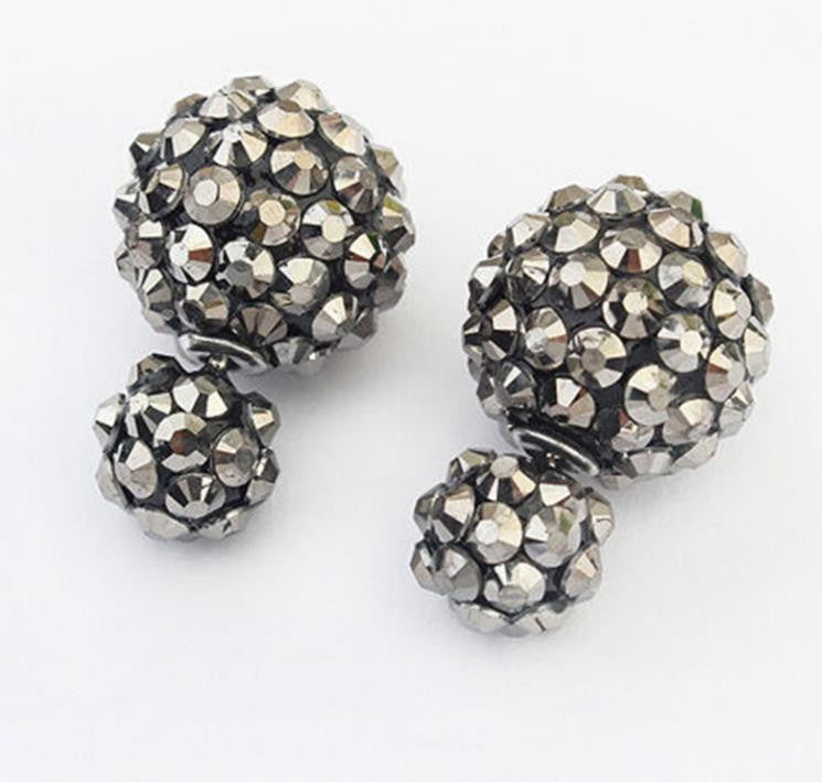 Star Jewerly 6 Colors Korea Pop Flower Crystal est Double Side Ball Earrings Big Pearl Earrings Free Ship SM6