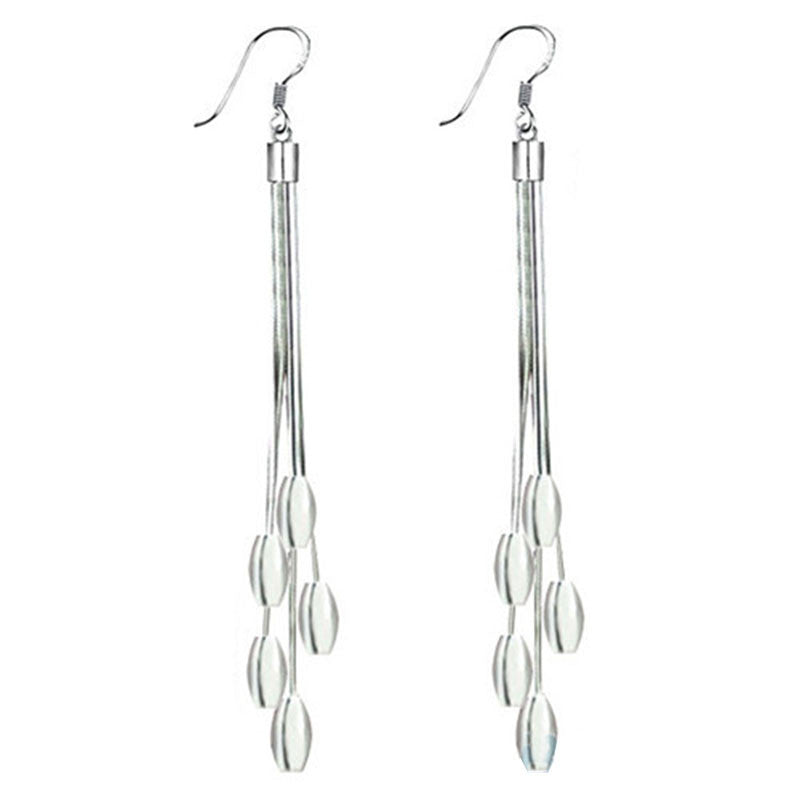 Sterling Silver Drops Long Tassels Hook Dangle Earrings Women Silver Plated Drops Dangle Earrings SM6
