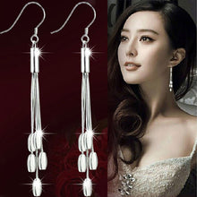 Sterling Silver Drops Long Tassels Hook Dangle Earrings Women Silver Plated Drops Dangle Earrings SM6