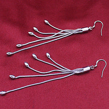 Sterling Silver Drops Long Tassels Hook Dangle Earrings Women Silver Plated Drops Dangle Earrings SM6