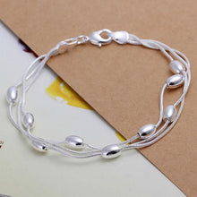 Sterling Silver Hollow Three-wire Light Bead Bracelet   Bangle  Jewelry SM6