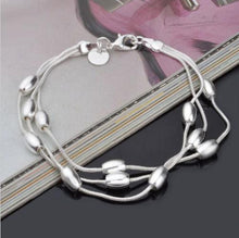 Sterling Silver Hollow Three-wire Light Bead Bracelet   Bangle  Jewelry SM6