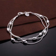 Sterling Silver Hollow Three-wire Light Bead Bracelet   Bangle  Jewelry SM6