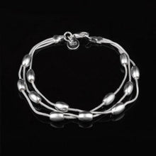 Sterling Silver Hollow Three-wire Light Bead Bracelet   Bangle  Jewelry SM6