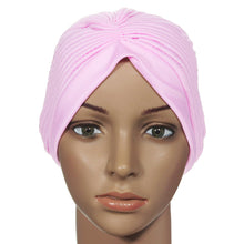 Stretchy Turban Head Wrap Hats Band Sleep Hat Chemo Bandana Hijab Pleated Indian Cap SM6