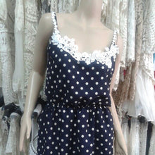 Stylish Sexy Women Strap Dress Polka Dots Blue Mini Dress Lace Chiffon SundressSM6