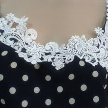 Stylish Sexy Women Strap Dress Polka Dots Blue Mini Dress Lace Chiffon SundressSM6