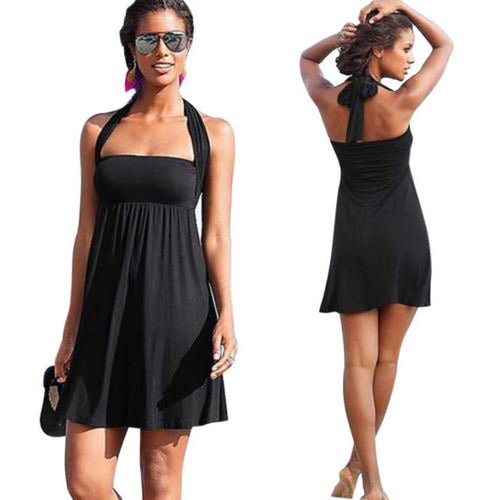 Beach Dress Women Halter Muti Function Women Dresses Sleeveless 3 Colors Mini Sexy Dress Women Clothing Robe Ete SM6