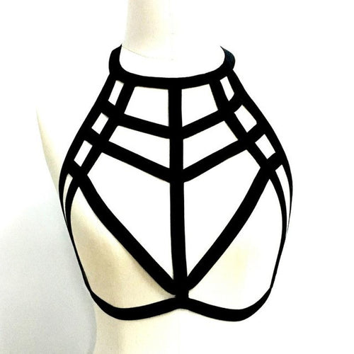 Black Sexy Crop Top Bra Basic Hollow Out bra Women Underbust Bandage Strappy Crop Tops Garter belt #63 SM6