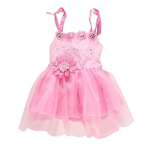 Baby Girls Kids Sequin Sunflower Birthday Wedding Bridesmaid Strape Dress 1-4Y SM6