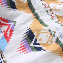 Blusa Feminina Long Women Blouse Plus Size Geometric Pattern Women Shirt Buttons Short Sleeve Asymmetrical Hem Casual Top SM6