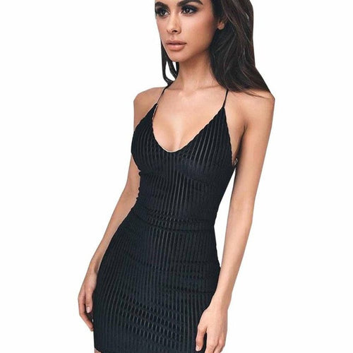 Bodycon Slim Womens Sexy Sleeveless Backless Dress Ladies Fashion Slim Dress Vestidos  SM6