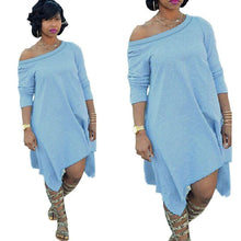 Boho Dress Sexy Women Oblique Irregular Loose dress Beach Dresses L4 SM6