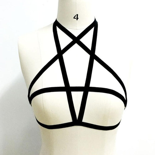 Botton Basci Crop Top Women Sexy Bandage Elastic sexy Bra Strappy Sexy Hollow Out Bra Bustier Women Black #63 SM6