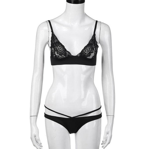 Bras Ladies Lace Sheer Hollow Out Bralette Brassiere Sexy Women Lace Crop Top + Briefs Set Cropped Top Female  #63 SM6