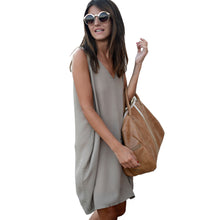Dress Women High Street V Neck Sleeveless Casual Dress High Low Hem Asymmetric Loose Dresses  SM6